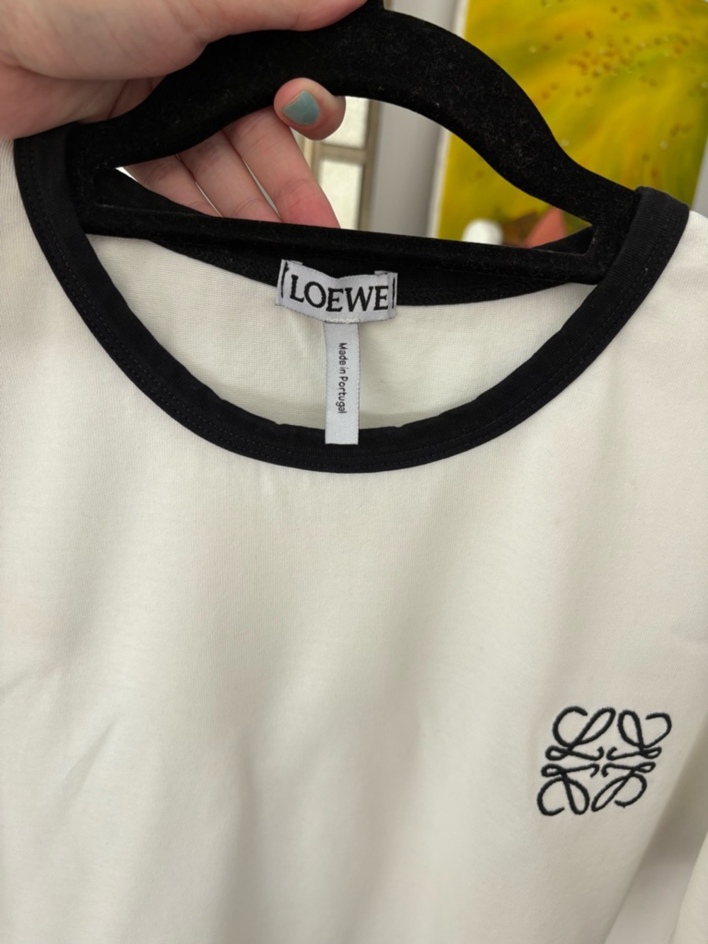 Loewe Anagram Crew Neck White T-Shirt Embroidered Accent Women Size M - Picture 9 of 12